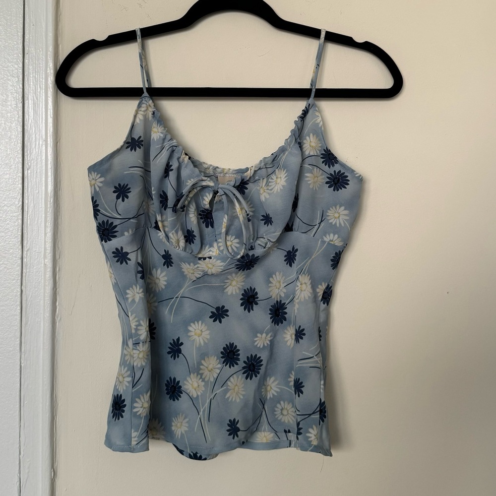 Vintage Floral Tie Front Tank Top
